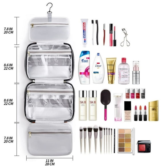 Stuery Women's Black Multiple Compartment Travel Make-up & Jewelry Organizer Bag - Picture 5 of 6